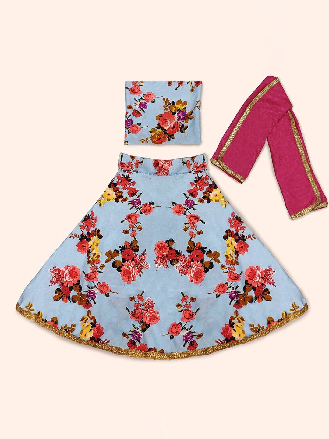 BAESD Girls Floral Printed Semi-Stitched Lehenga & Unstitched Choli - view 1