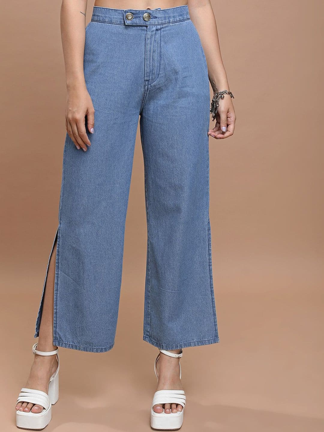 Basics By Tokyo Talkies Women Mid-Rise Clean Look Relaxed Fit Light Fade Jeans - view 1