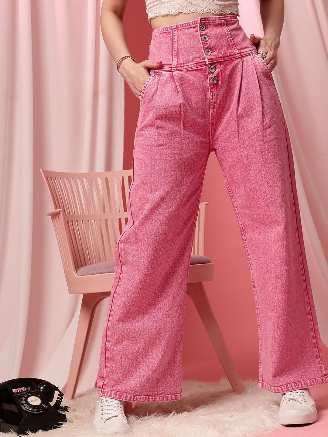 STREET 9 Women Comfort Wide Leg High-Rise Clean Look Pure Cotton Jeans - view 1