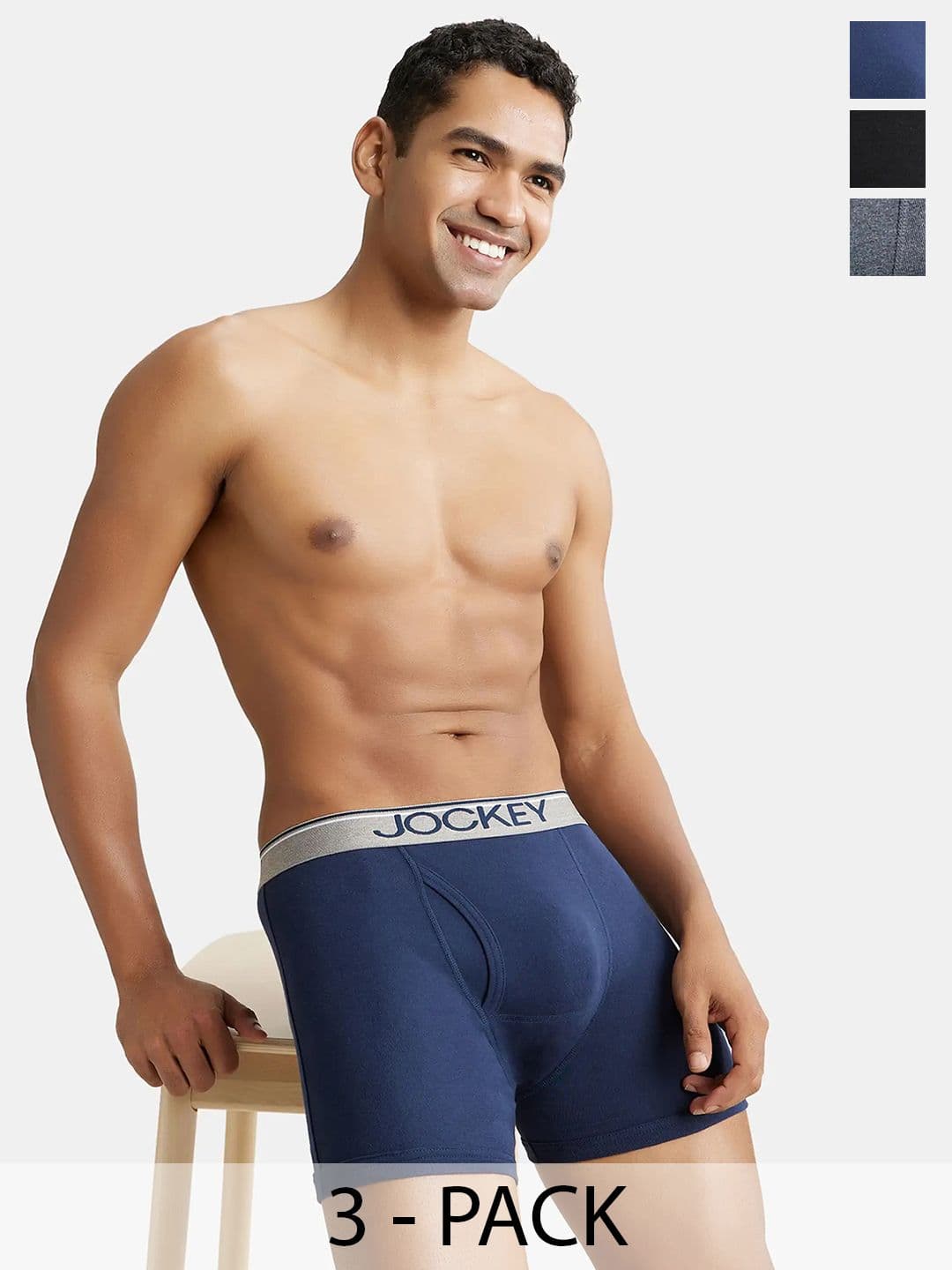Jockey Pack of 3 Super Combed Cotton Rib Boxer Brief with Ultrasoft Waistband-8009 - view 1