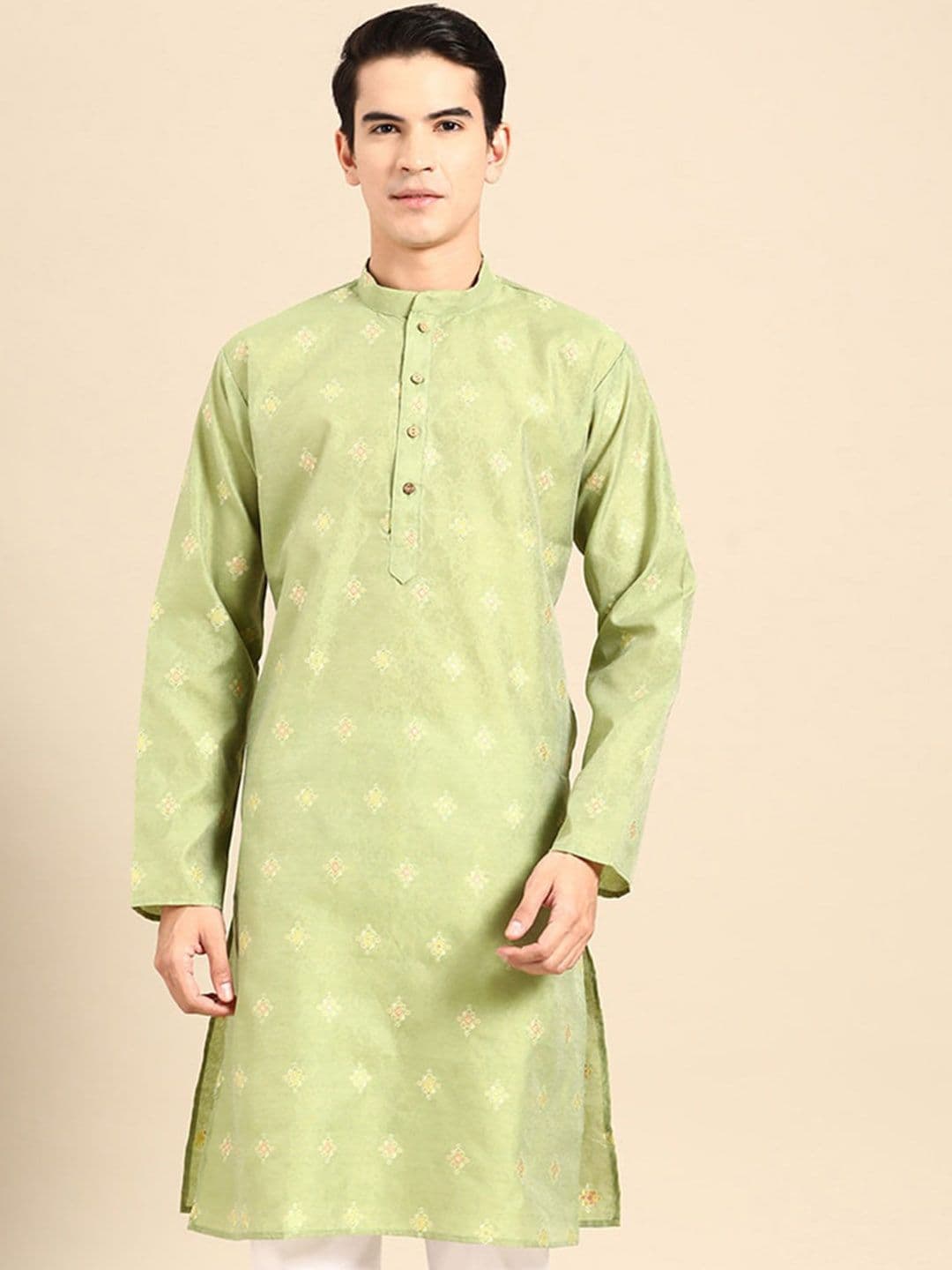 MANQ Ethnic Motifs Woven Design Straight Kurta - view 1