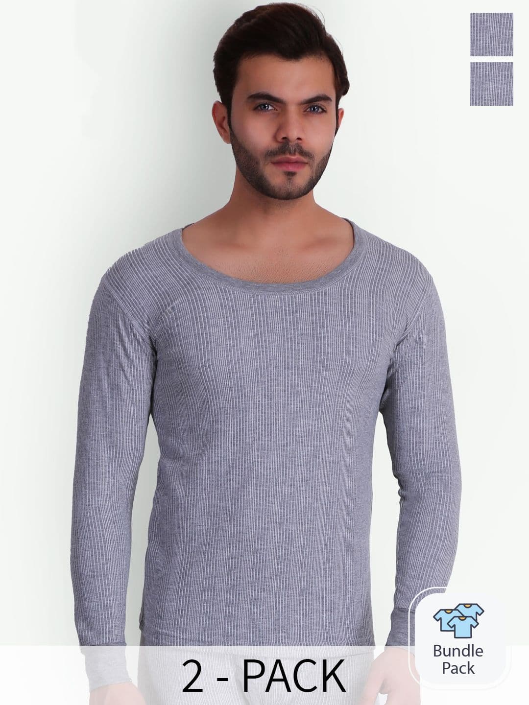 T.T. Elite Pack Of 2 Ribbed Round Neck Long Sleeves Thermal Top - view 1