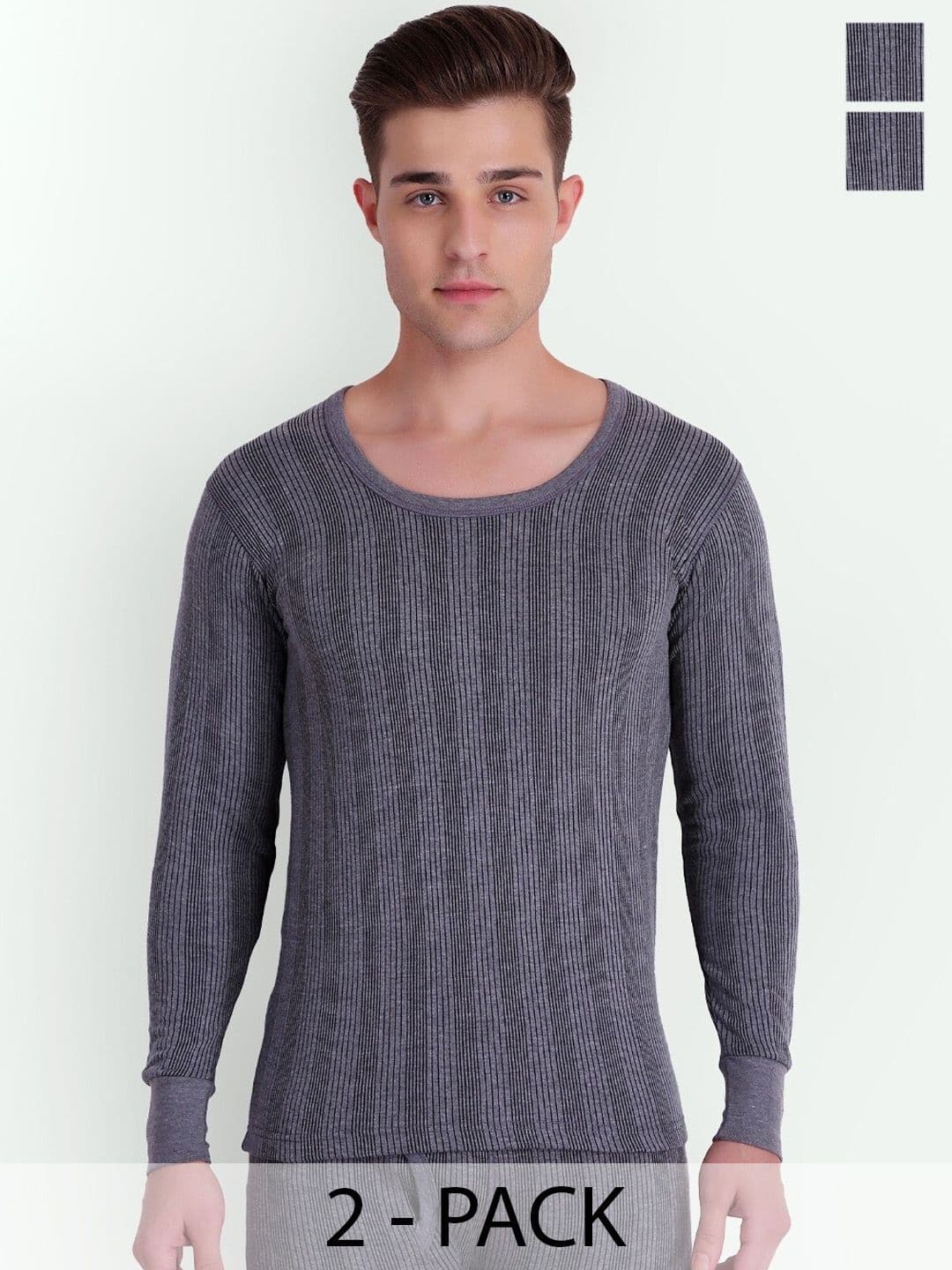 T.T. Pack Of 2 Elite Striped Round Neck Long Sleeves Thermal Top - view 1
