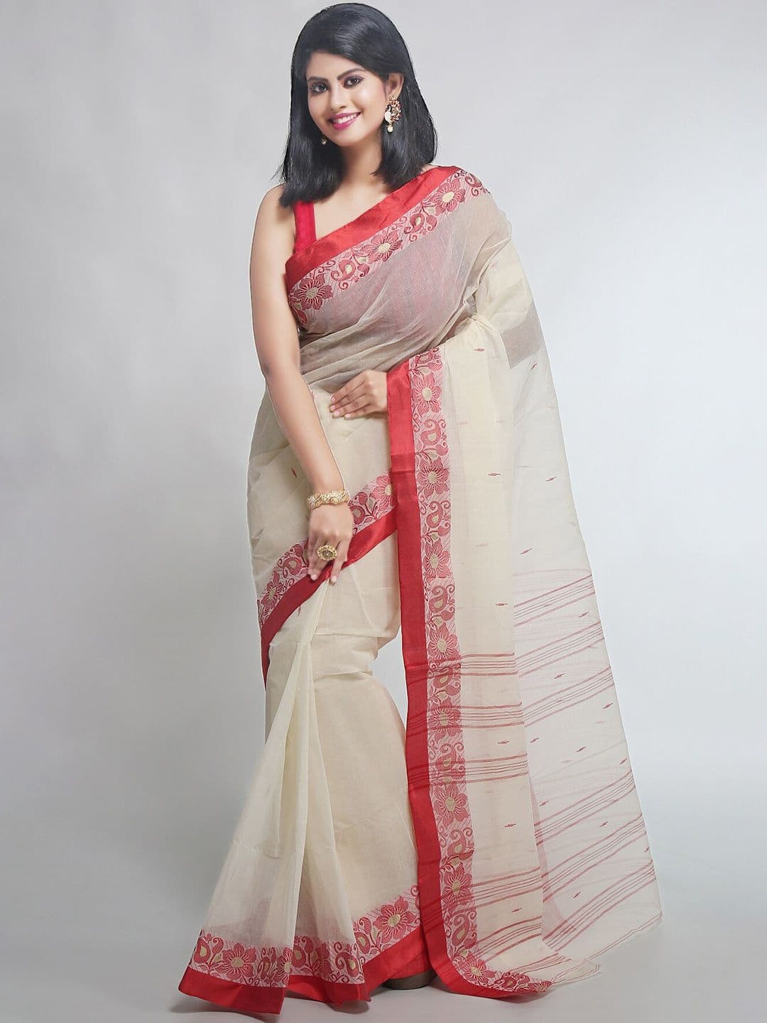 WoodenTant Woven Design Pure Cotton Taant Saree - view 1