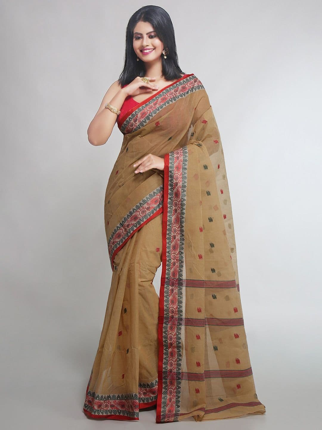 WoodenTant Ethnic Motifs Woven Design Pure Cotton Taant Saree - view 1
