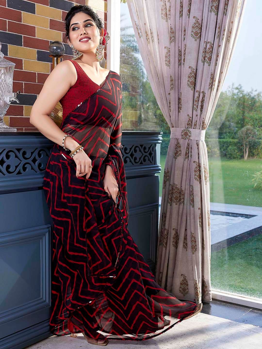 MIRCHI FASHION Geometric Printed Pure Georgette Saree - view 1
