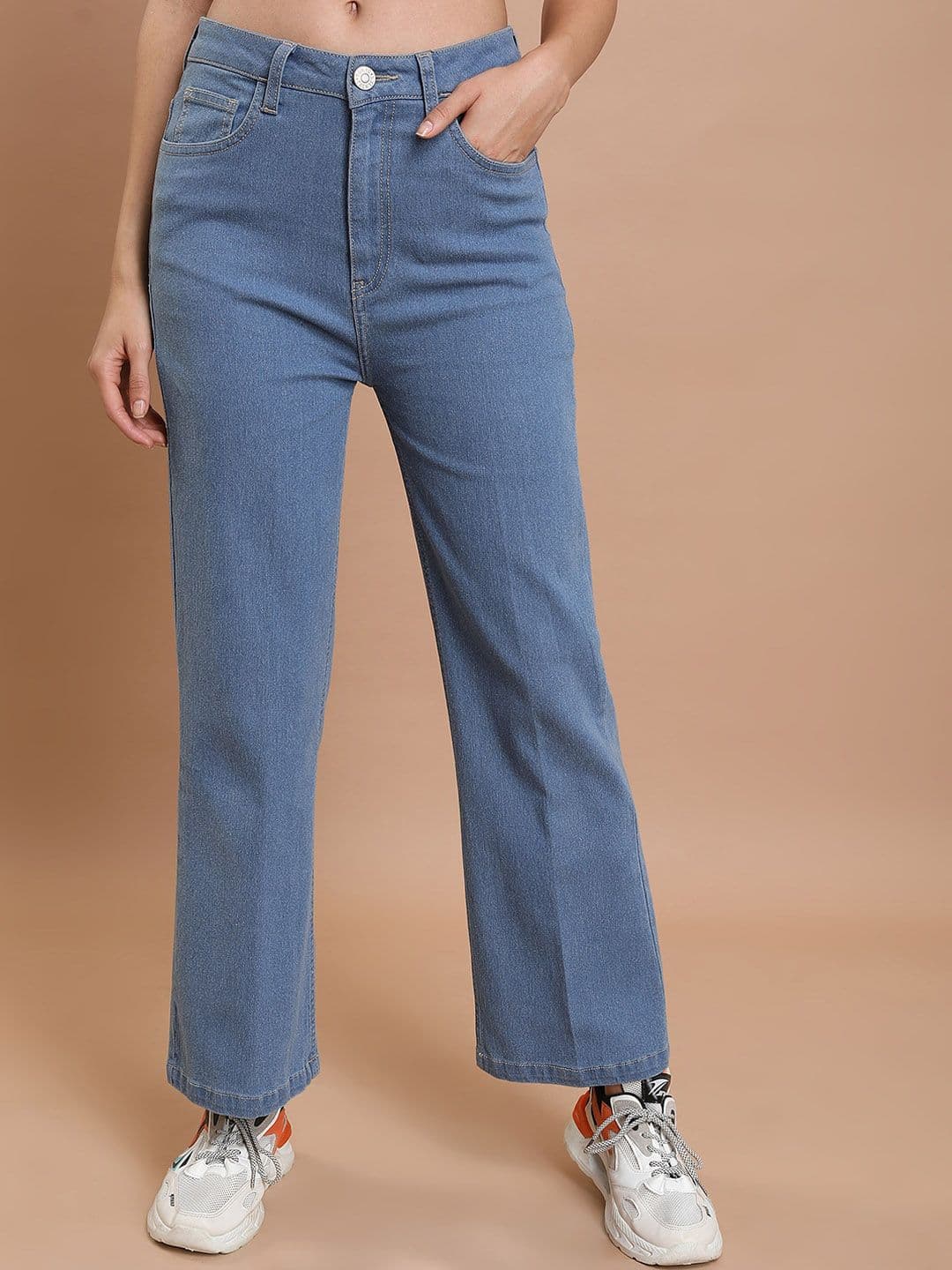 Basics By Tokyo Talkies Women Blue Flared Stretchable Jeans - view 1