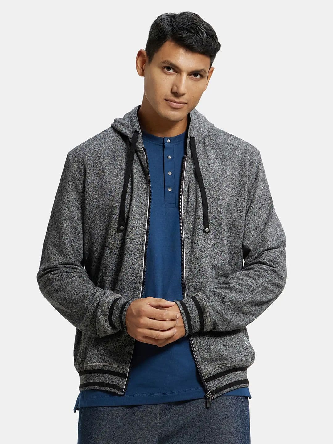 Jockey Combed Cotton French Terry Hoodie Jacket with Ribbed Cuffs-UM05 - view 1