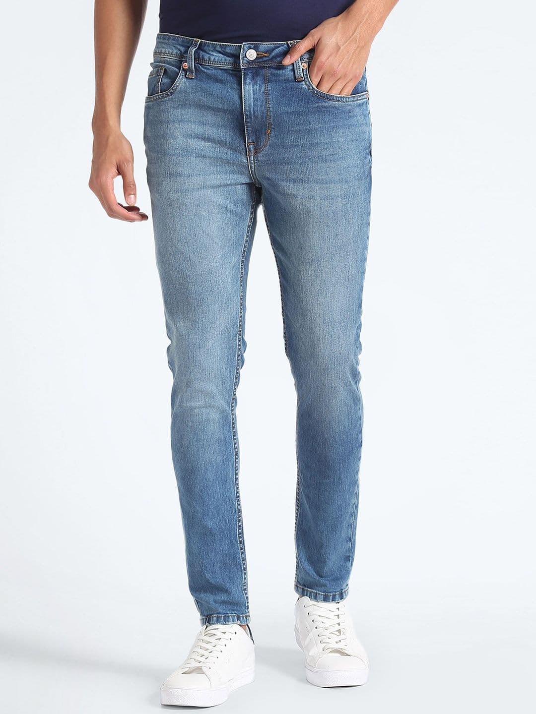 Flying Machine Men Skinny Fit Low Distress Light Fade Stretchable Jeans - view 1