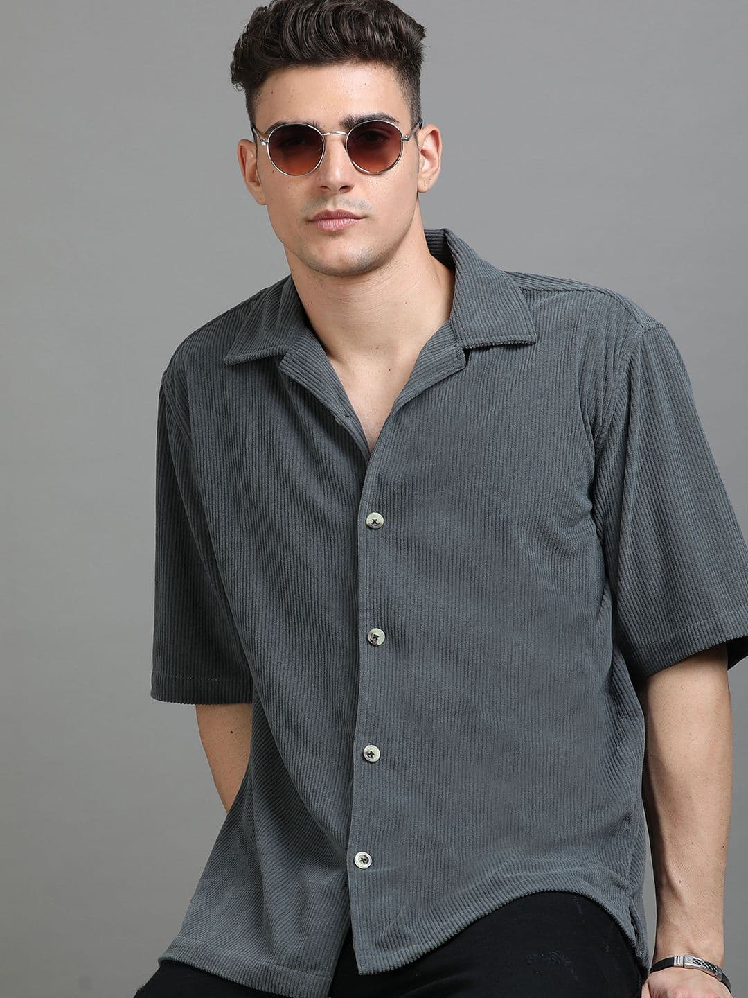 HERE&NOW Oversized Ribbed Corduroy Casual Shirt - view 1
