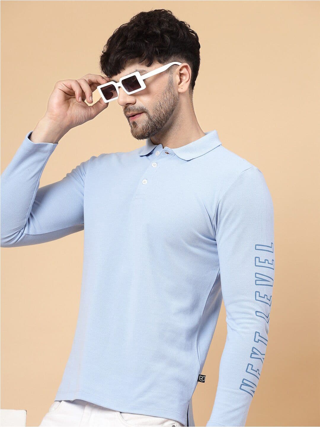 Rigo Typography Printed Polo Collar Slim Fit Cotton T-shirt - view 1