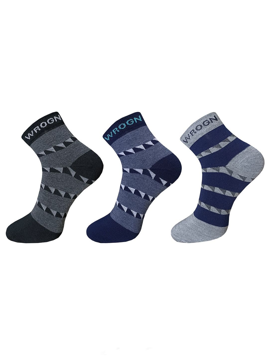 WROGN Men Pack Of 3 Patterned Ankle Length Socks - view 1