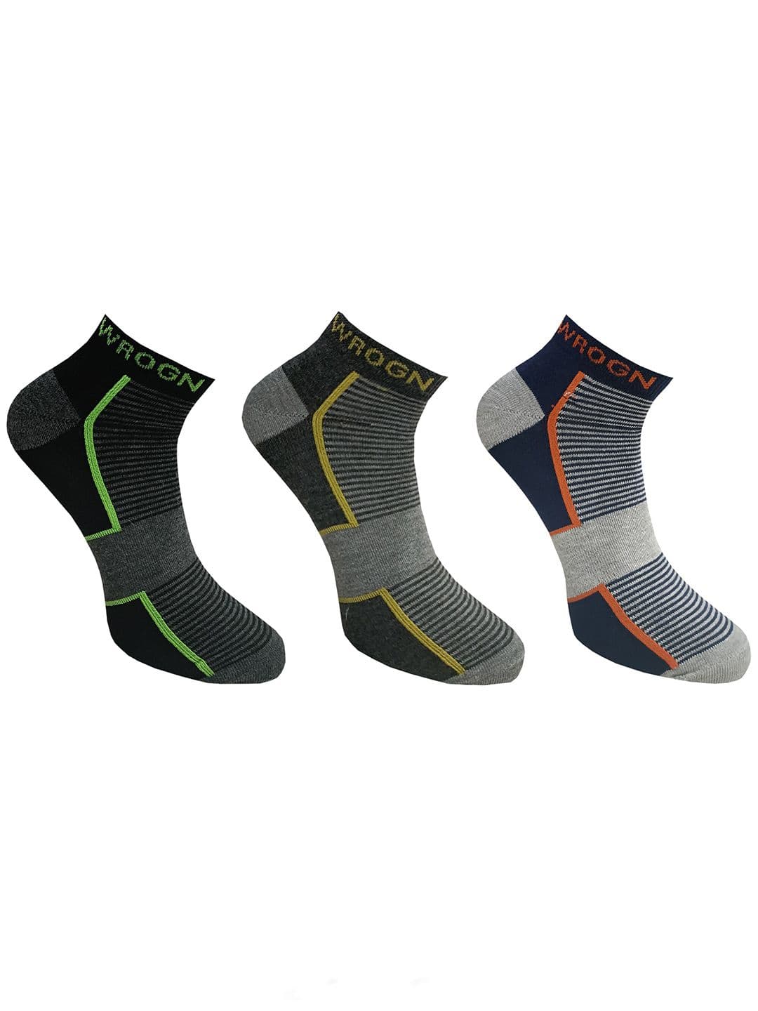 WROGN Men Pack Of 3 Striped Ankle Length Socks - view 1