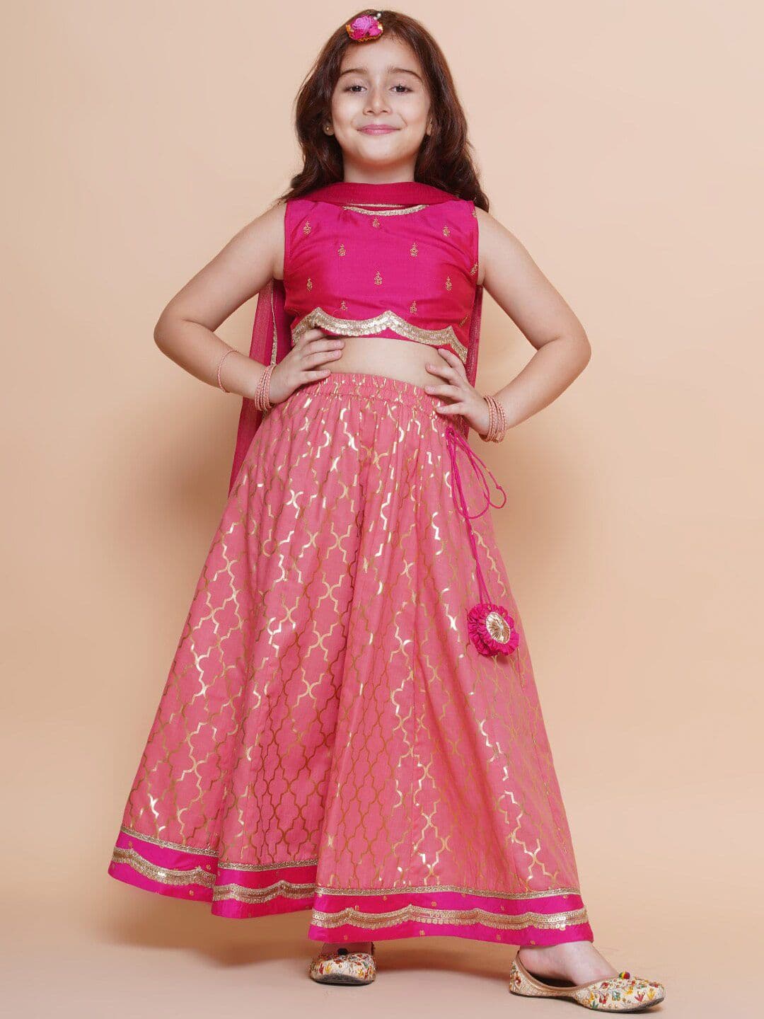Bitiya by Bhama Girls Embroidered Ready to Wear Lehenga & Blouse With Dupatta - view 1