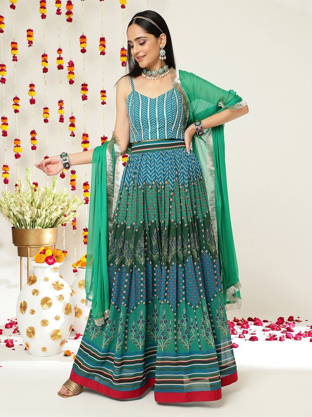 Varanga Printed Ready to Wear Lehenga & Blouse With Dupatta - view 1