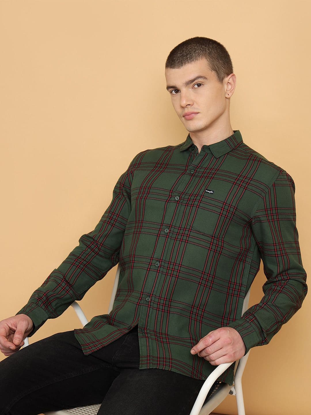 Wrangler Tartan Checked Oxford Pure Cotton Casual Shirt - view 1