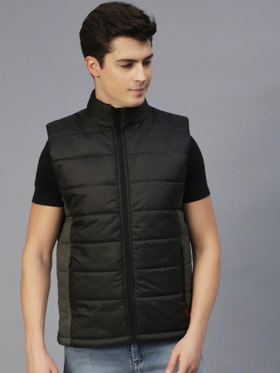 Rigo Colourblocked Mock Collar Padded Jacket - view 1