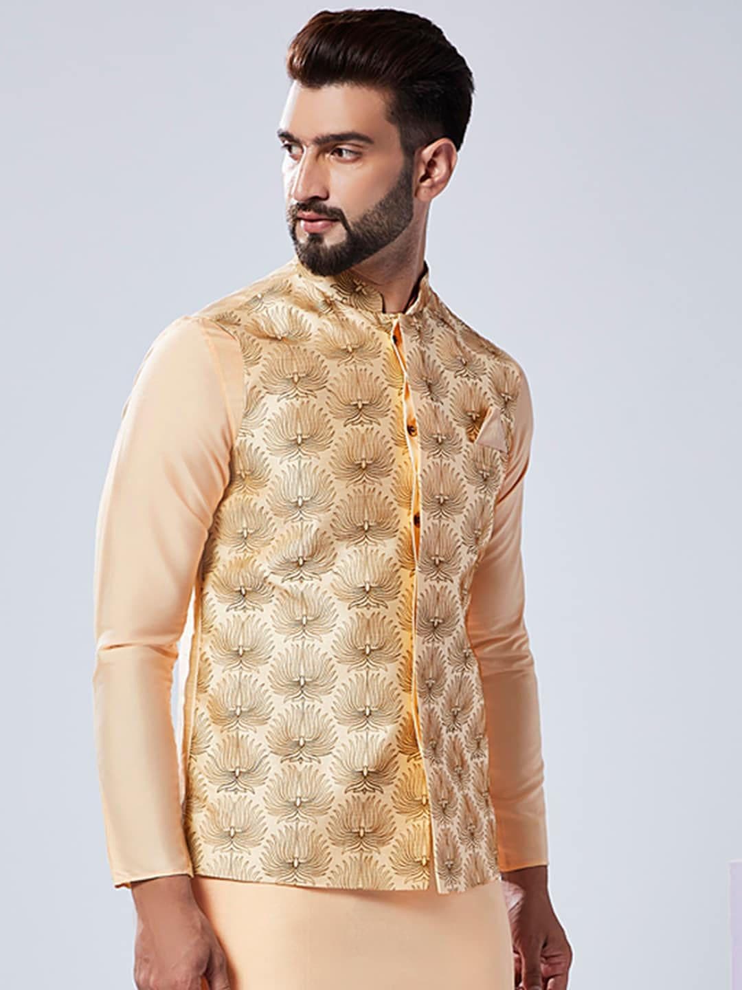 KISAH Embroidered Woven Nehru Jacket - view 1