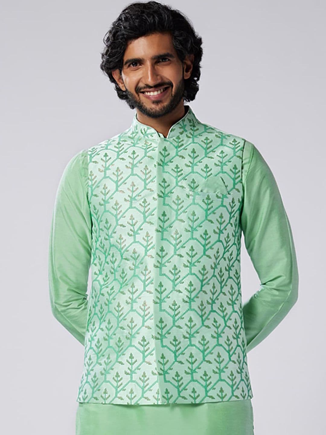 KISAH Embroidered Nehru Jacket - view 1