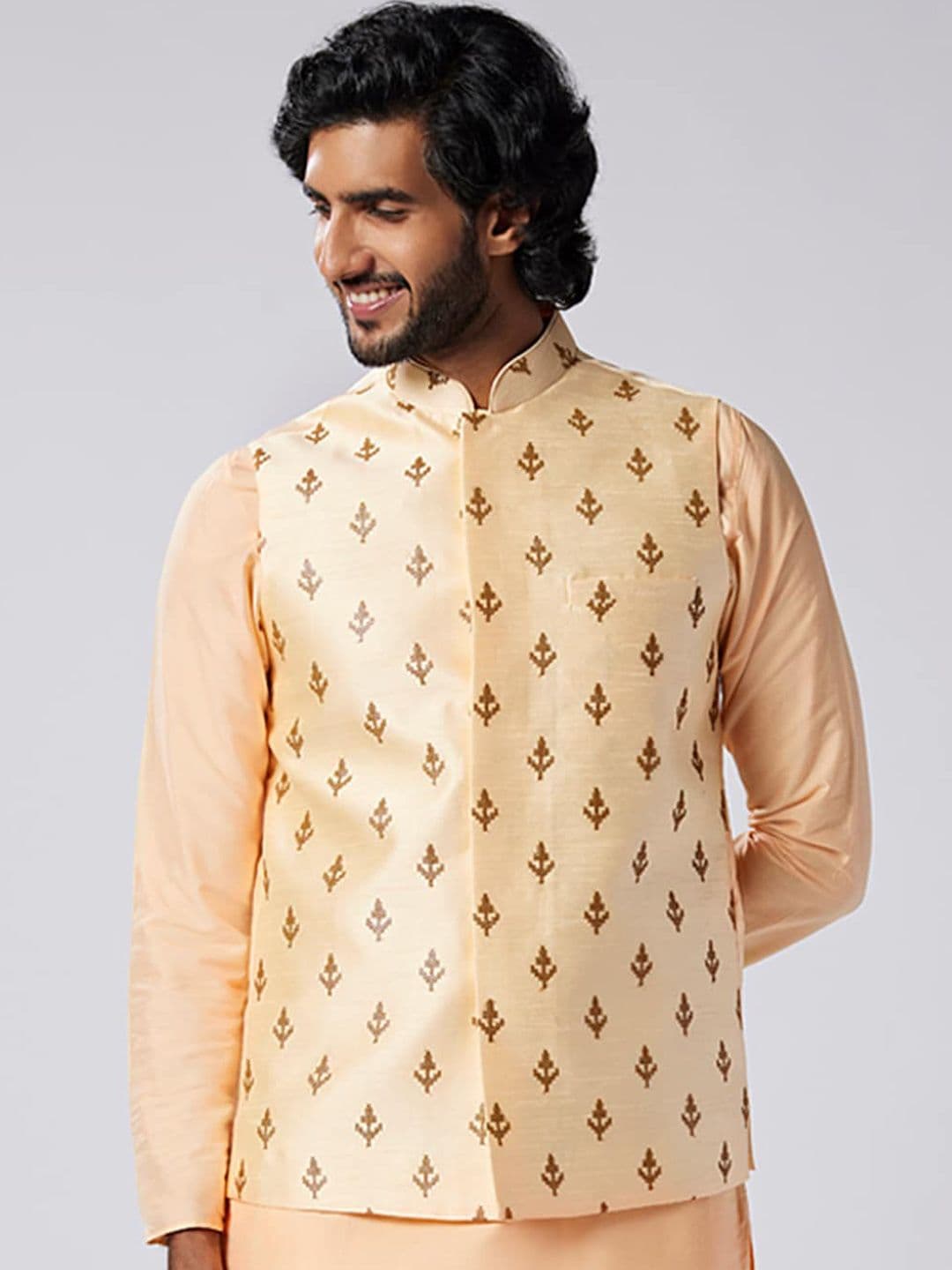 KISAH Embroidered Woven Nehru Jacket - view 1