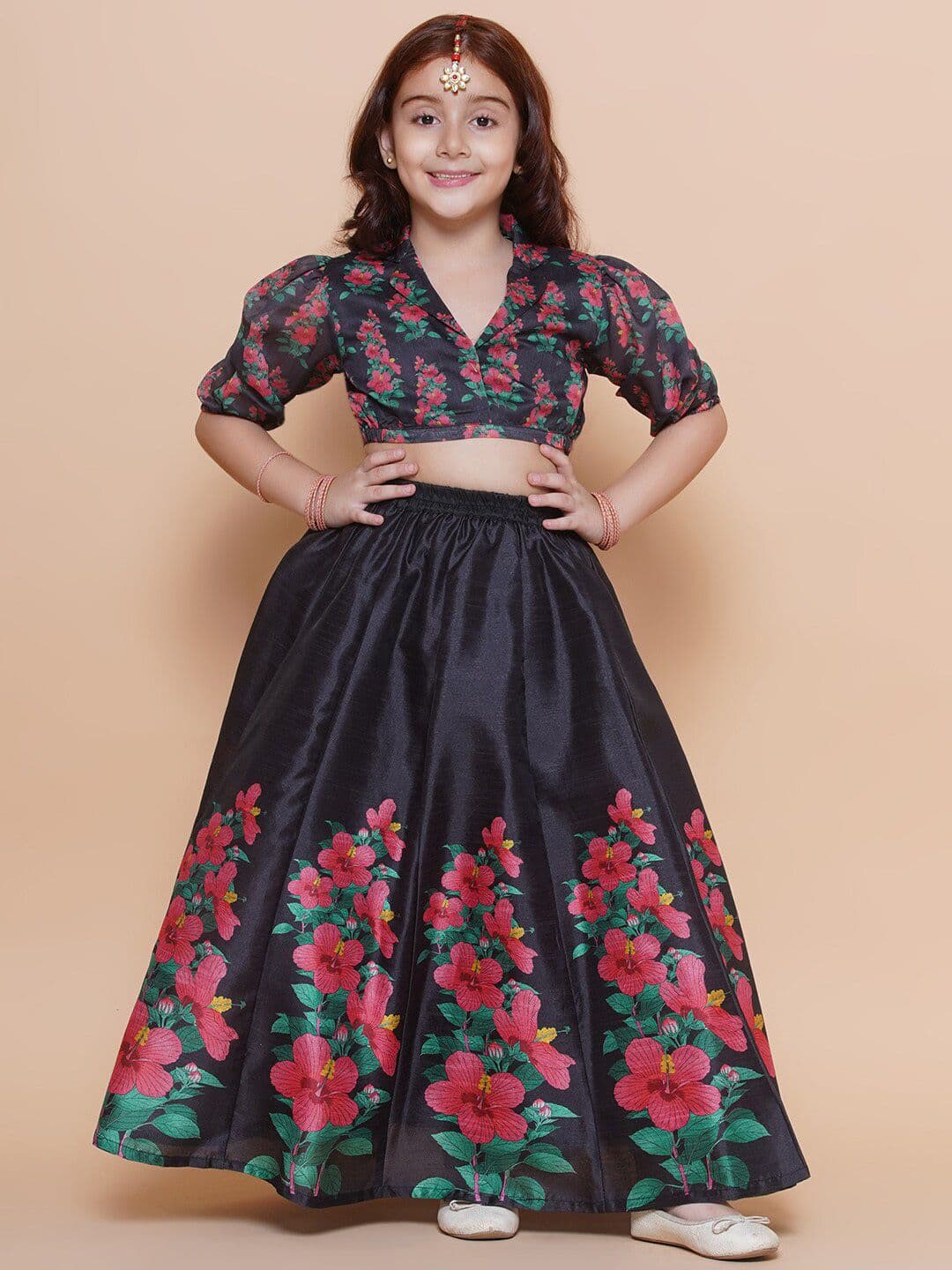 Bitiya by Bhama Girls Printed Ready To Wear Lehenga & Blouse - view 1