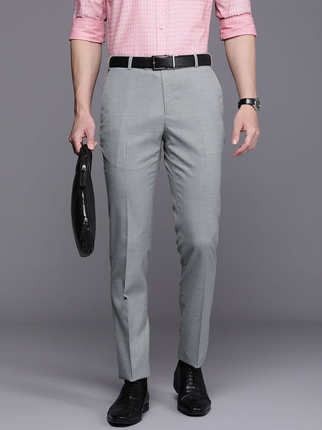Raymond Men Self Design Textured Slim Fit Formal Trousers - view 1