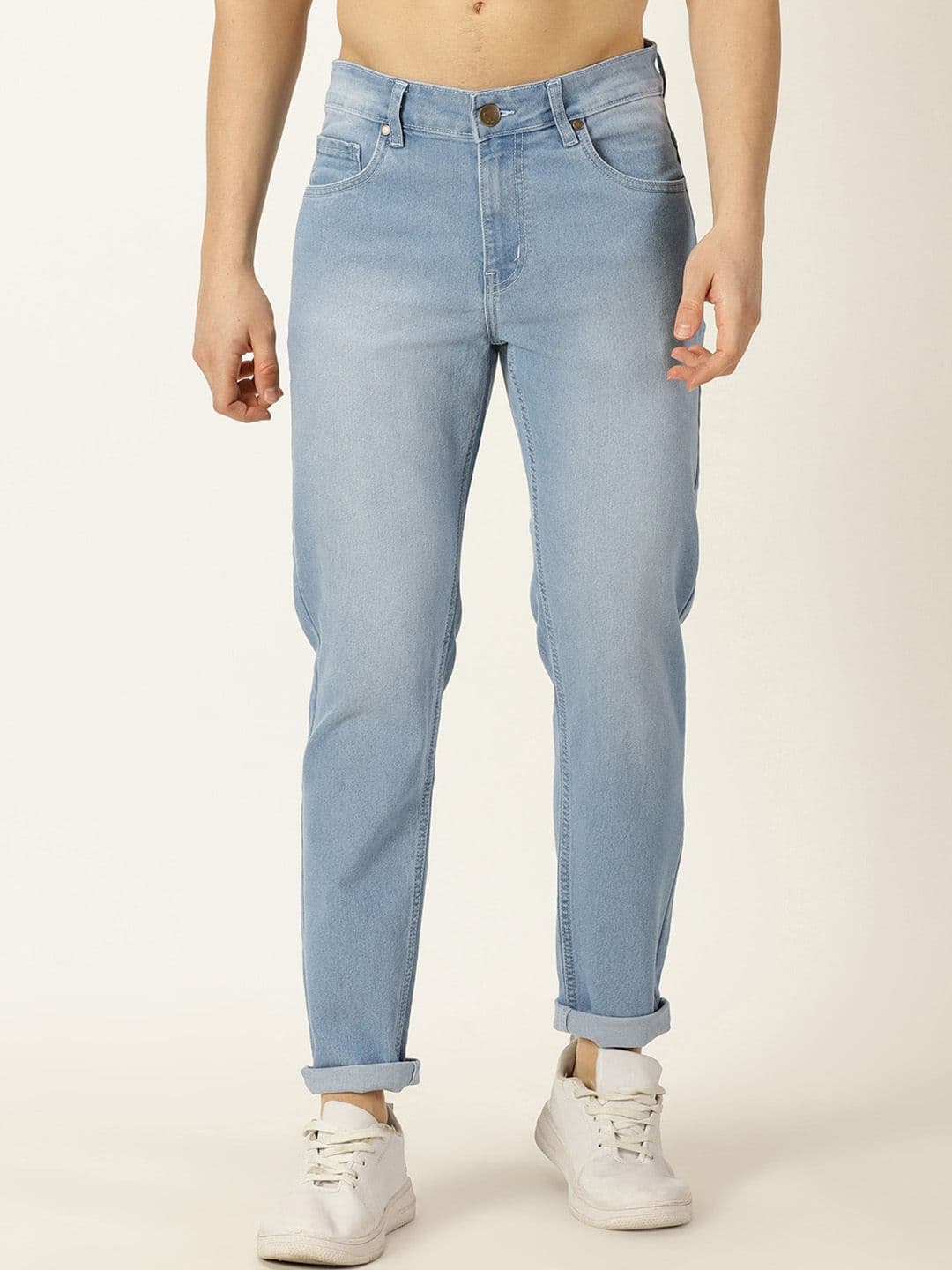 Mast & Harbour Men Blue Smart Tapered Fit Clean Look Heavy Fade Stretchable Jeans - view 1