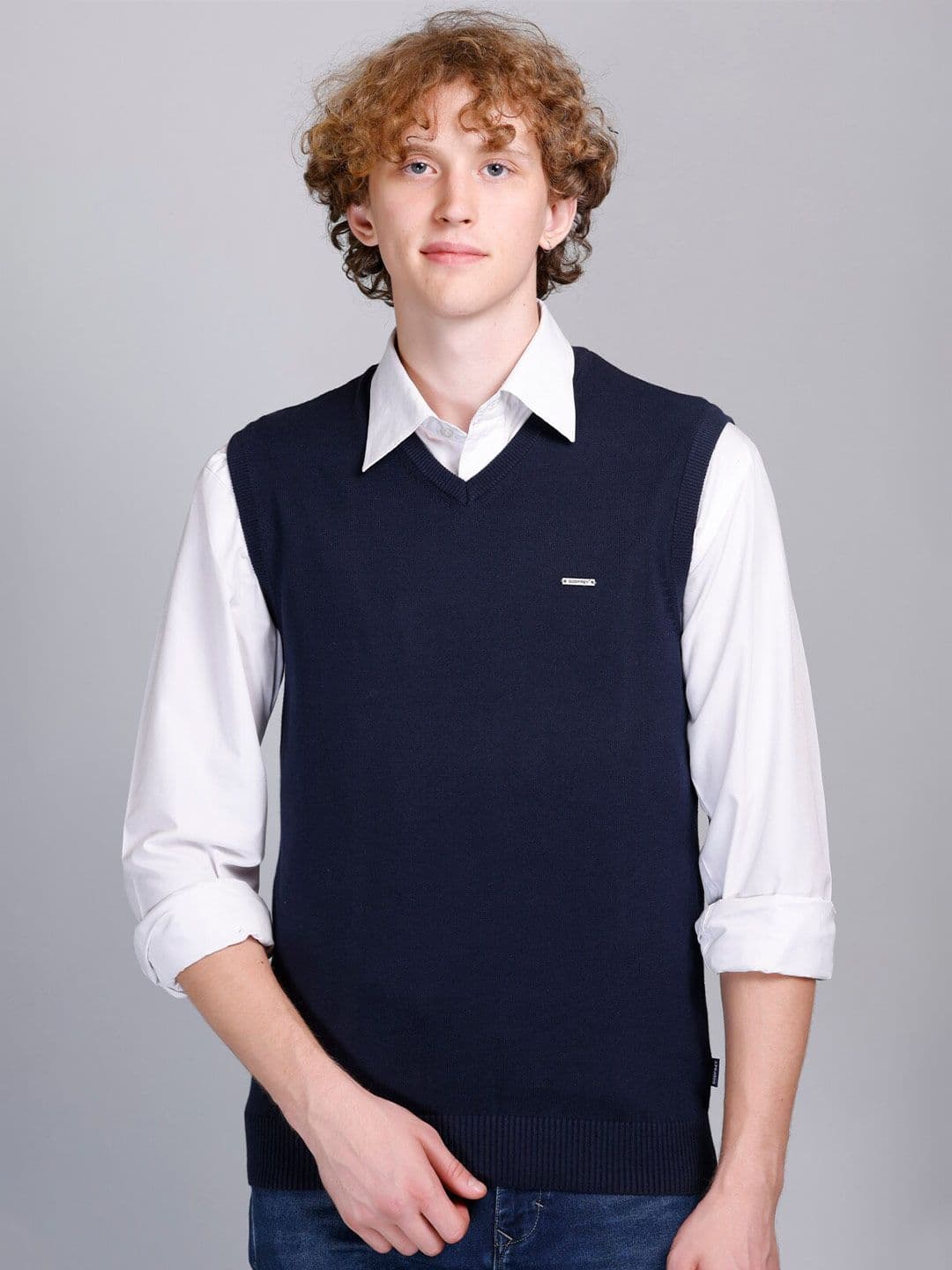 GODFREY V-Neck Cotton Sweater Vest - view 1