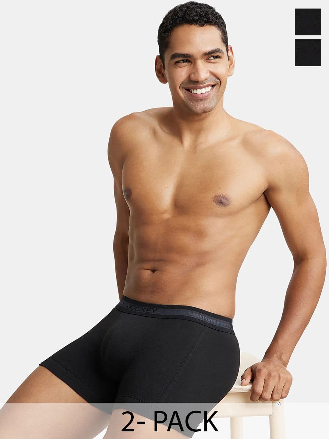 Jockey Pack Of 2 Super Combed Cotton Rib Solid Trunk with StayFresh Treatment-1015 - view 1