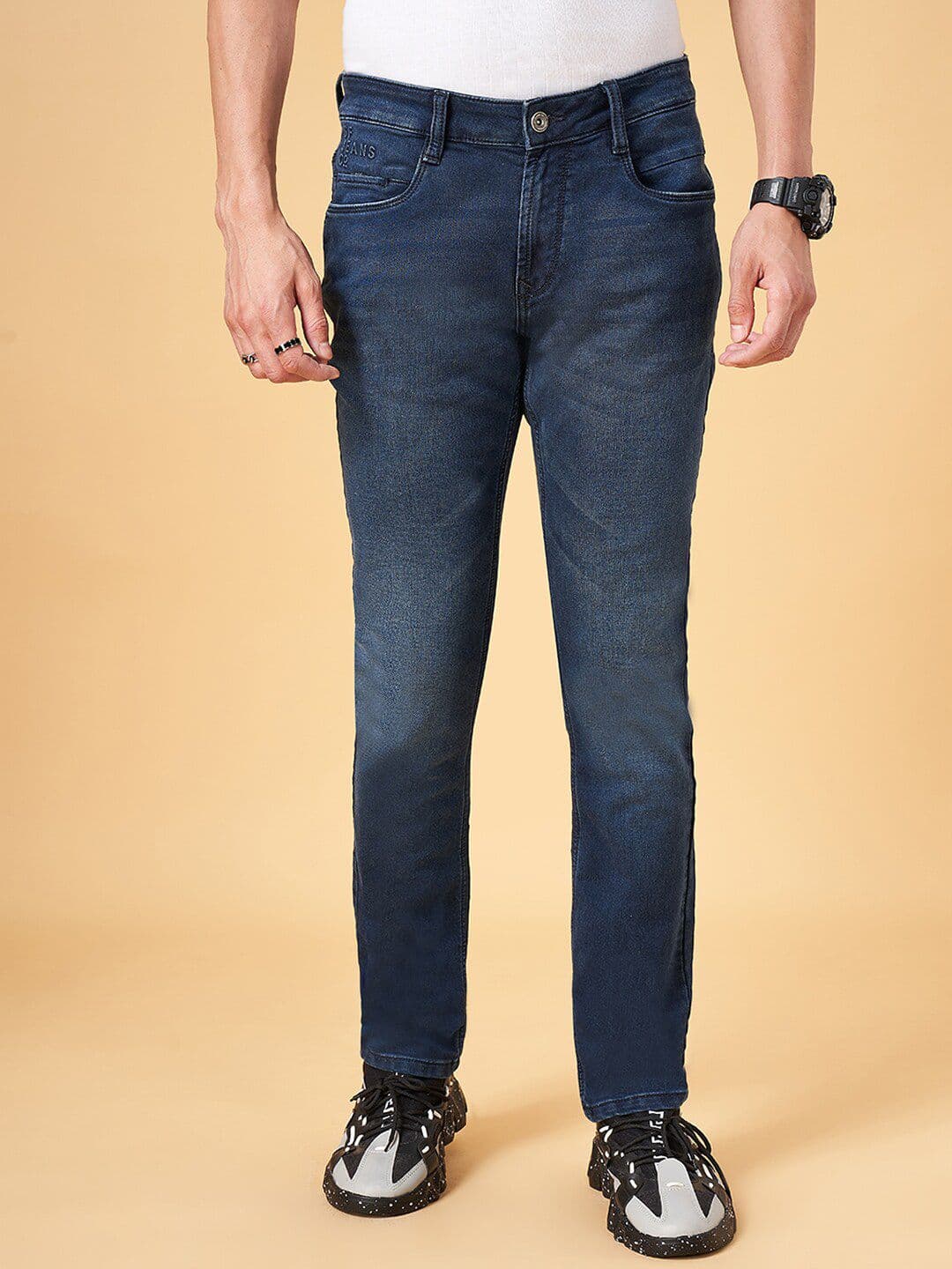 SF JEANS by Pantaloons Men Slim Fit Clean Look Light Fade Stretchable Jeans - view 1