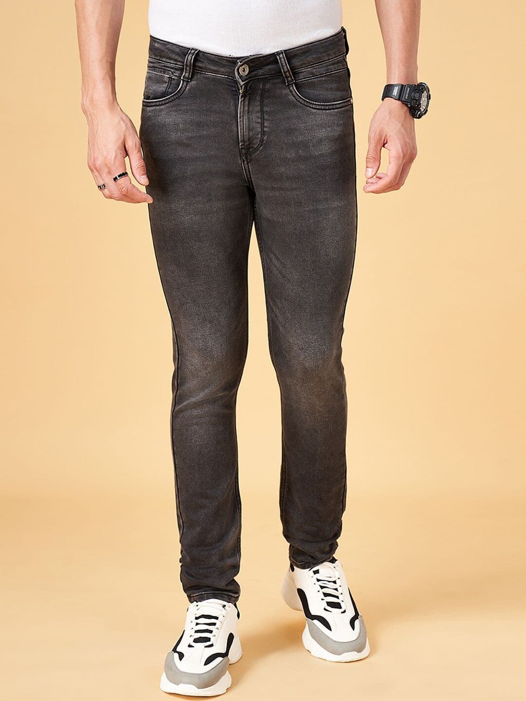 SF JEANS by Pantaloons Men Skinny Fit Clean Look Light Fade Stretchable Jeans - view 1