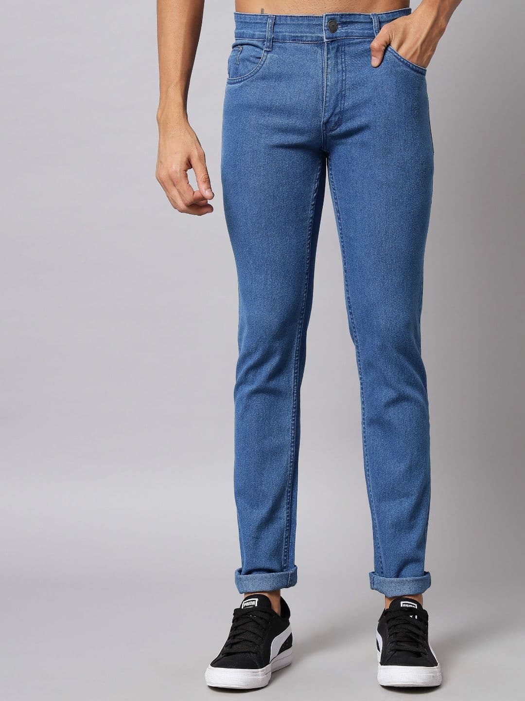 STUDIO NEXX Men Regular Fit Mid-Rise Clean Look Stretchable Jeans - view 1