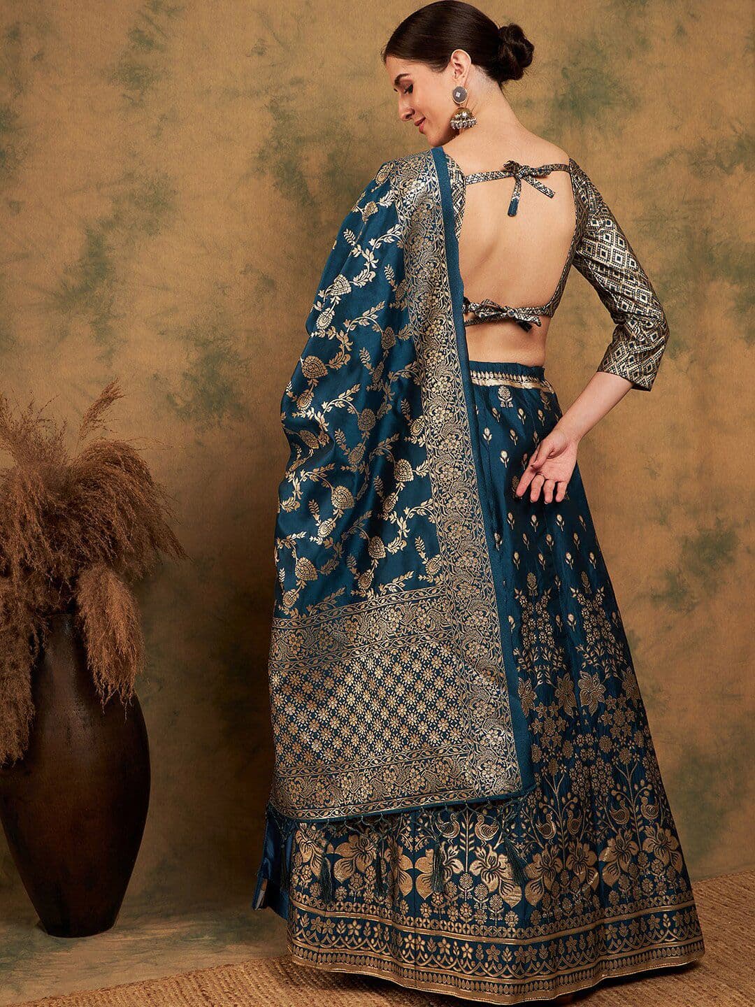 Sangria Woven-Designed Semi-Stitched Lehenga & Unstitched Blouse With Dupatta - view 1