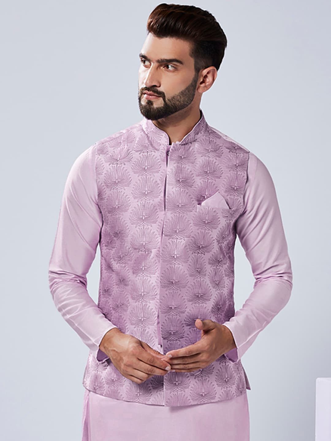 KISAH Men Embroidered Zari Regular Fit Nehru Jacket - view 1