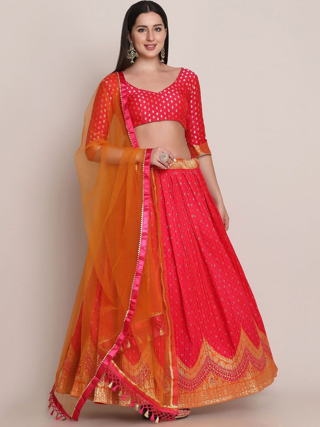 KALINI Semi-Stitched Lehenga & Unstitched Blouse With Dupatta - view 1