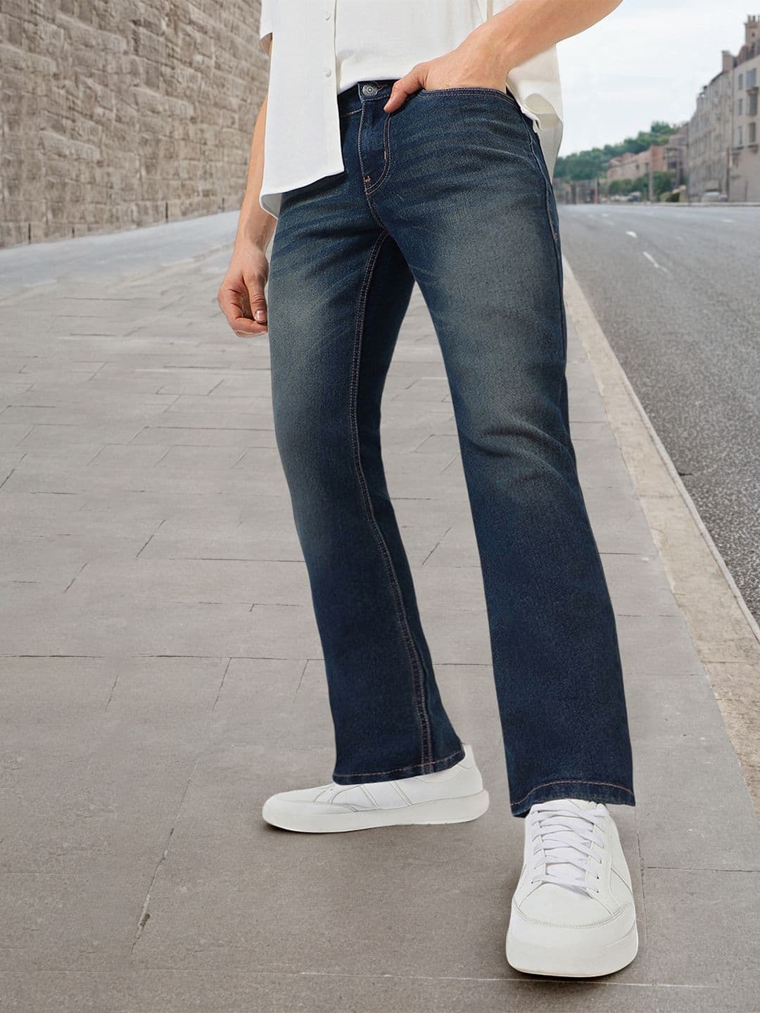 Urbano Fashion Men Bootcut Heavy Fade Clean Look Stretchable Jeans - view 1