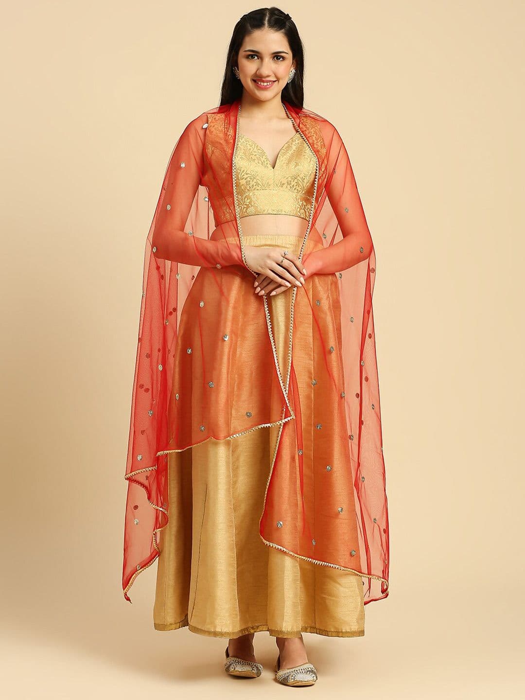 Dupatta Bazaar Embroidered Sequinned Net Dupatta - view 1