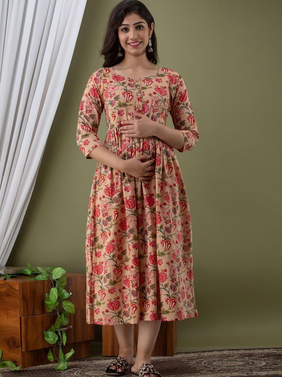 Henal Floral Printed Maternity A-Line Ethnic Dress - view 1