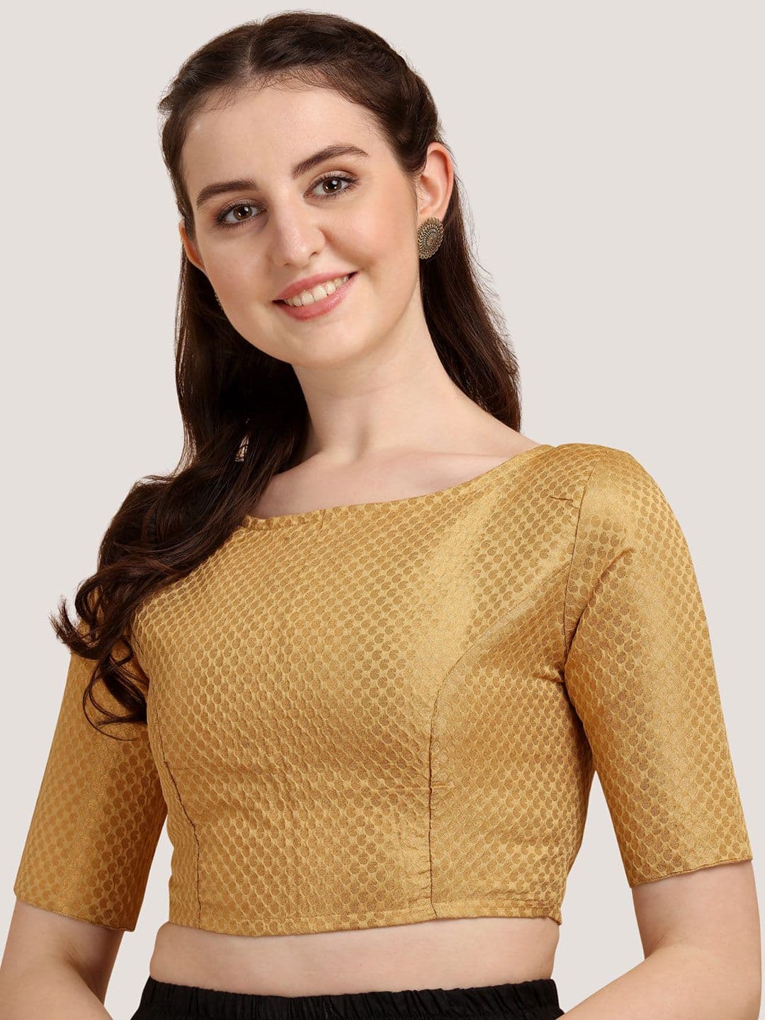 Oomph! Woven Design Boat Neck Saree Blouse - view 1