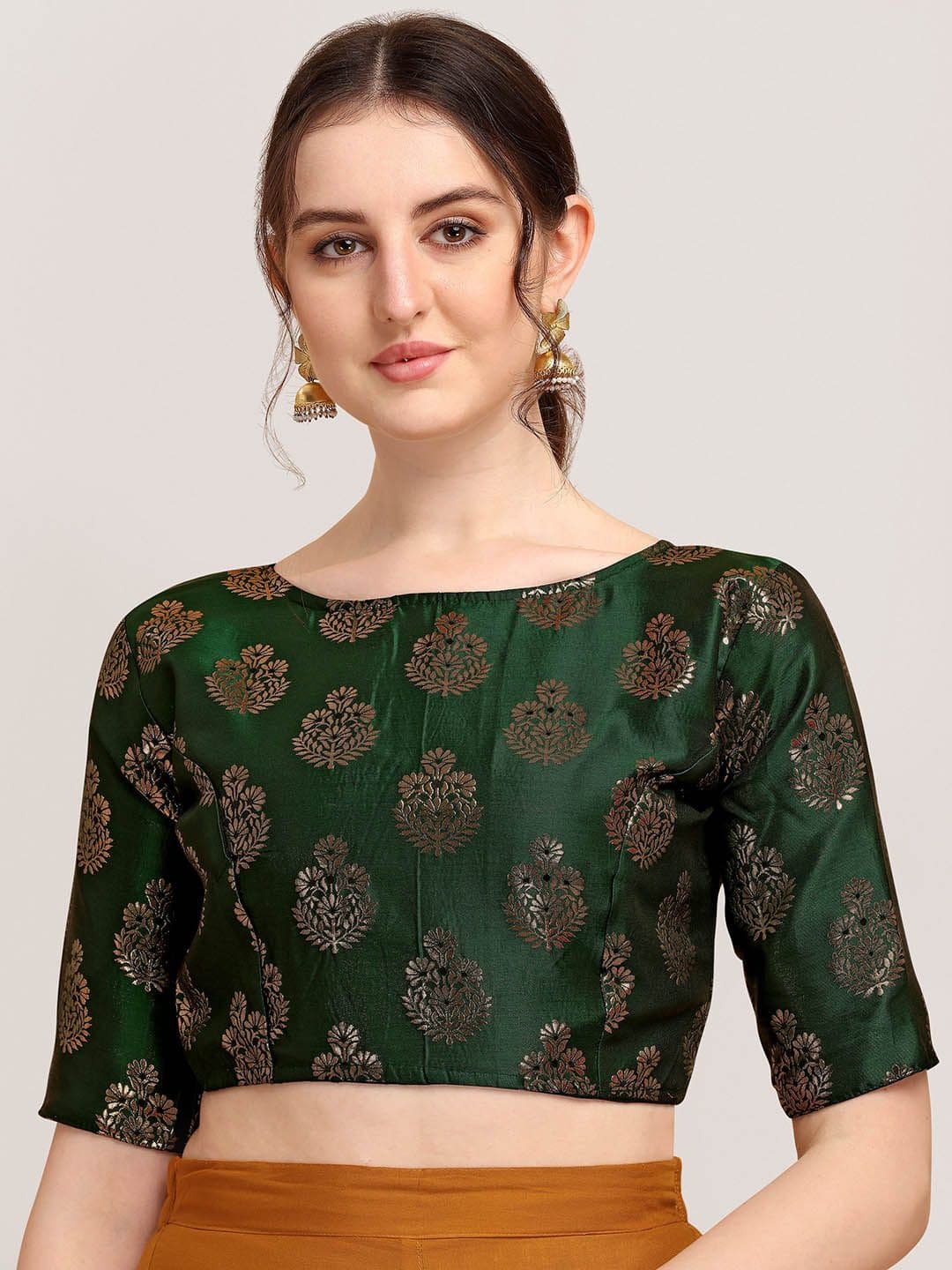 Oomph! Woven Design Boat Neck Saree Blouse - view 1