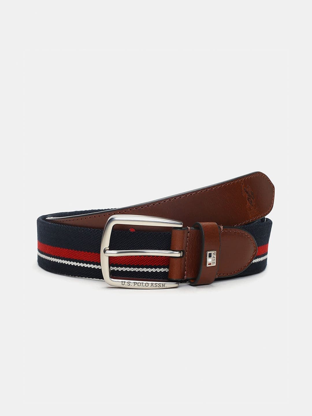 U.S. Polo Assn. Men Tan Striped Leather Belt - view 1