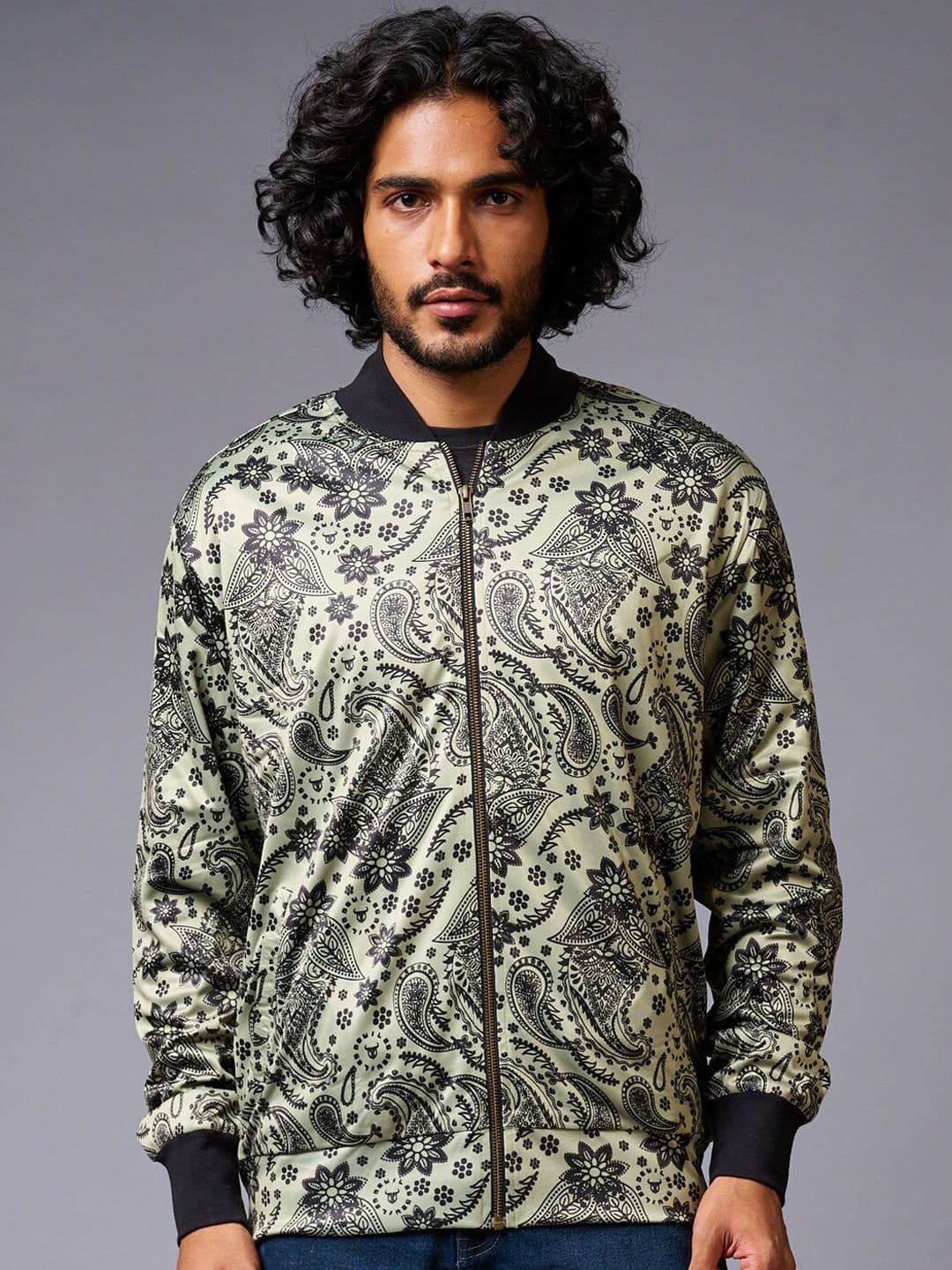GO DEVIL Floral Printed Stand Collar Long Sleeve Bomber Jacket - view 1