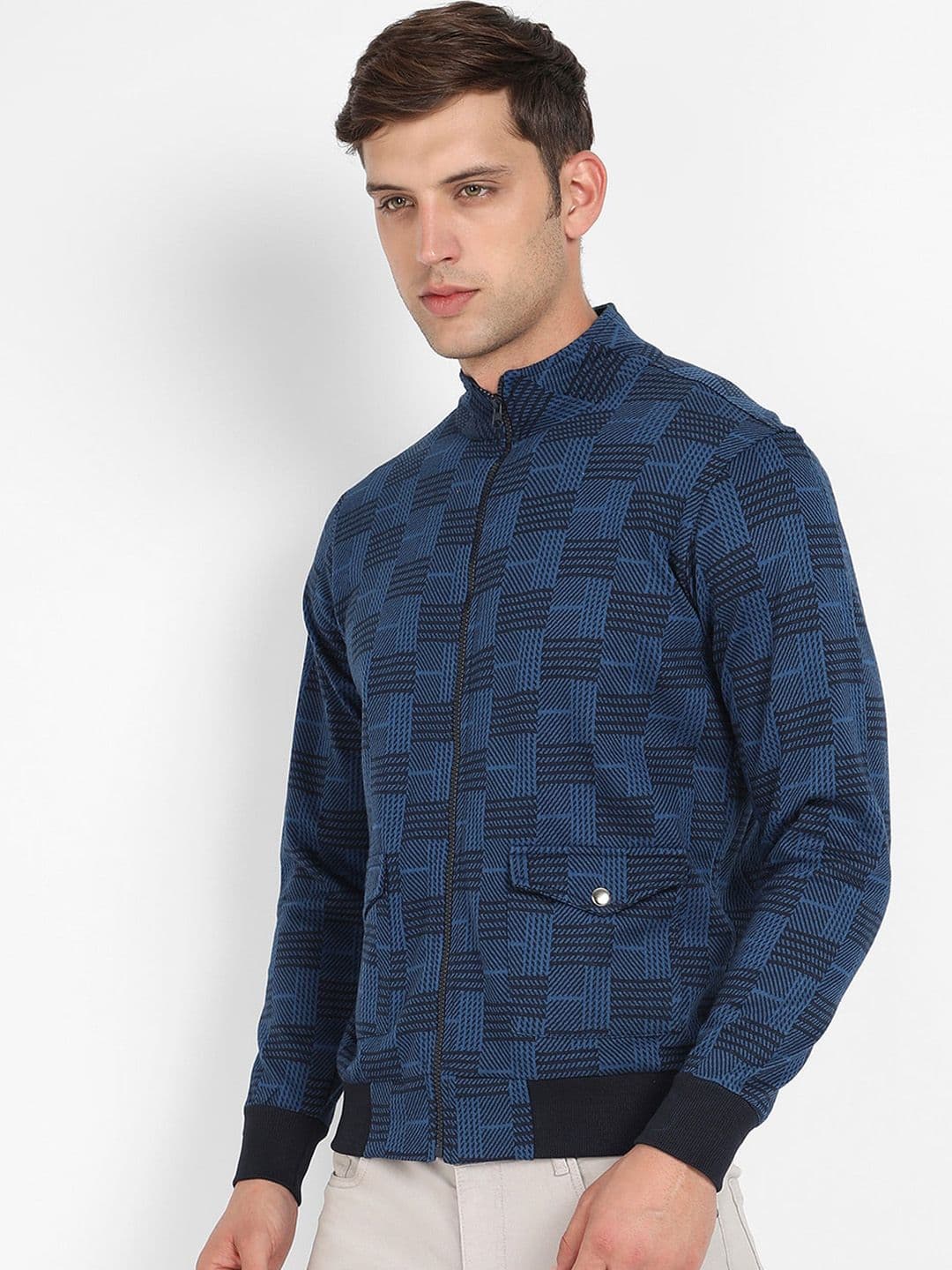 CAHOOT Men Blue Checked Windcheater Jacket - view 1