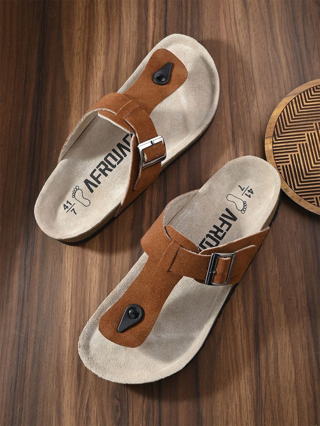 AfroJack Men Leather Comfort Sandals With Buckle Detail - view 1