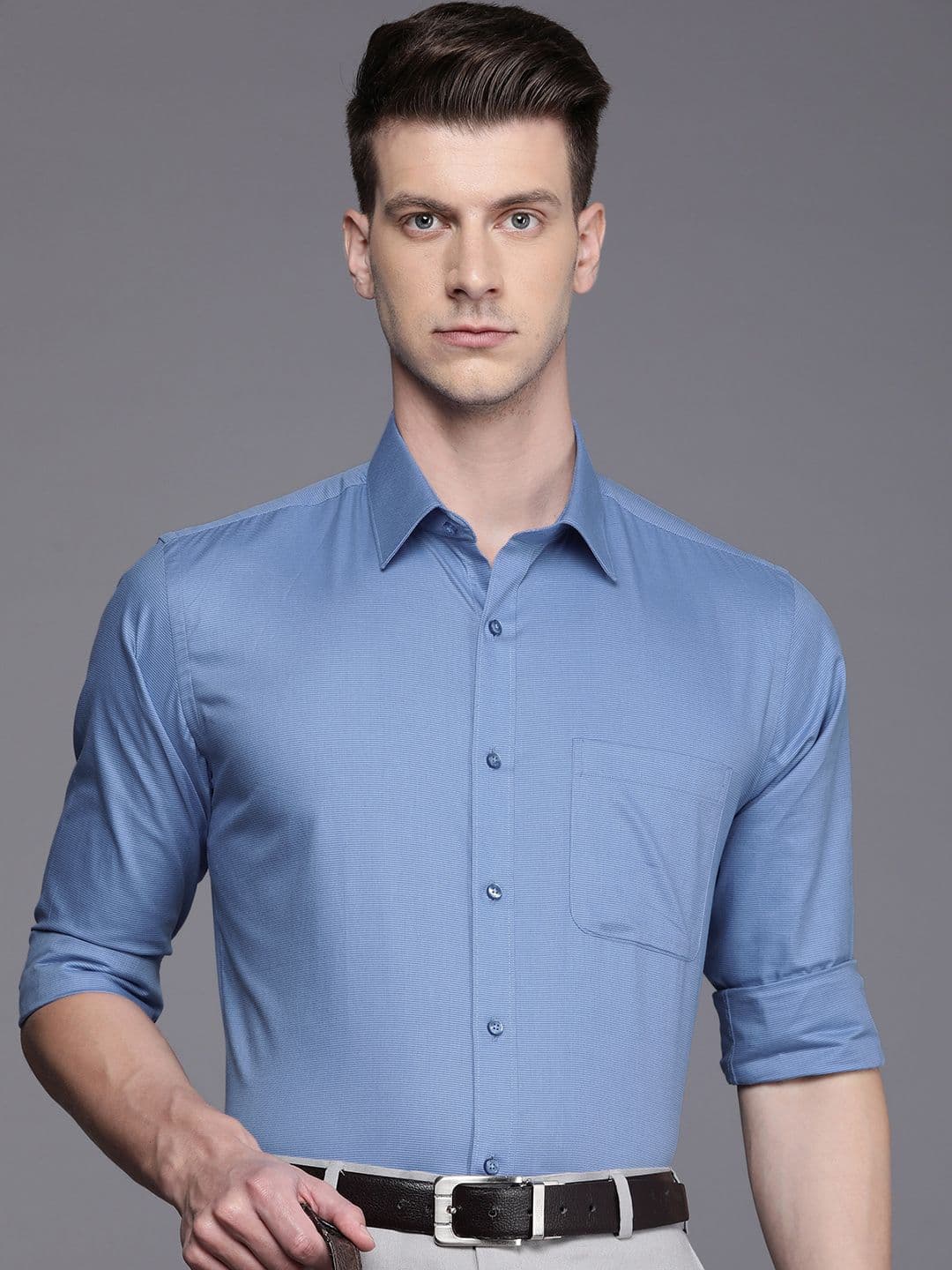 Raymond Slim Fit Textured Pure Cotton Formal Shirt - view 1