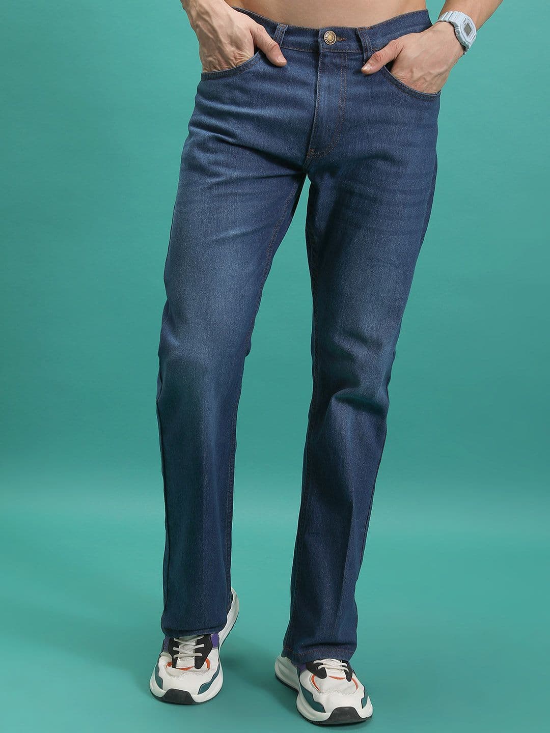 HIGHLANDER Men Bootcut Mid Rise Cotton Stretchable Jeans - view 1