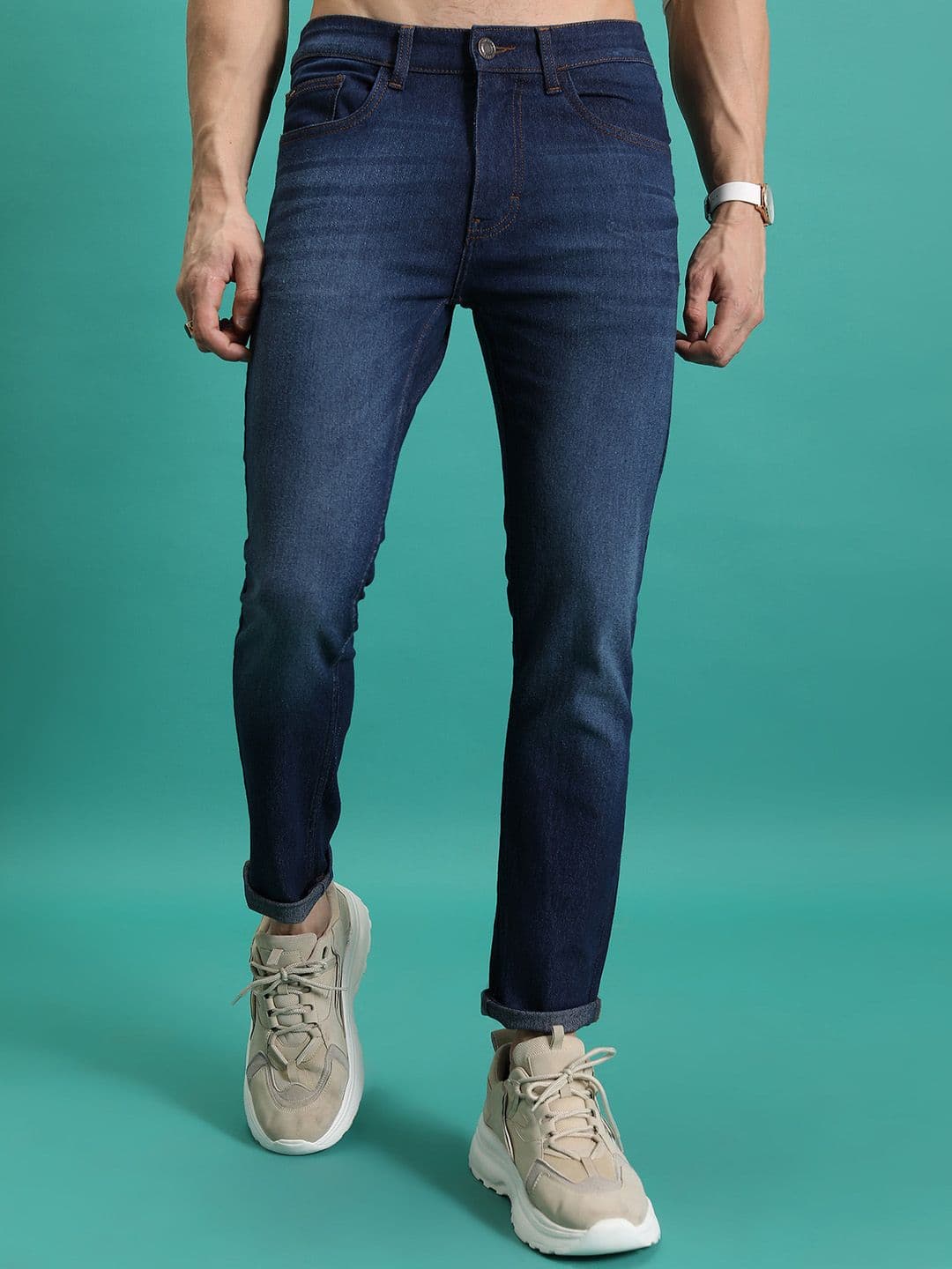 HIGHLANDER Men Skinny Fit Mid-Rise Light Fade Stretchable Jeans - view 1