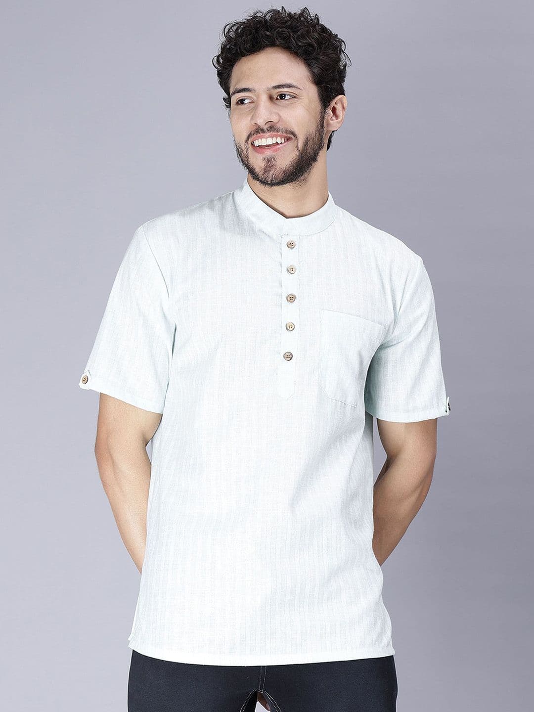 Cot'N Soft Striped Mandarin Collar Straight Kurta - view 1