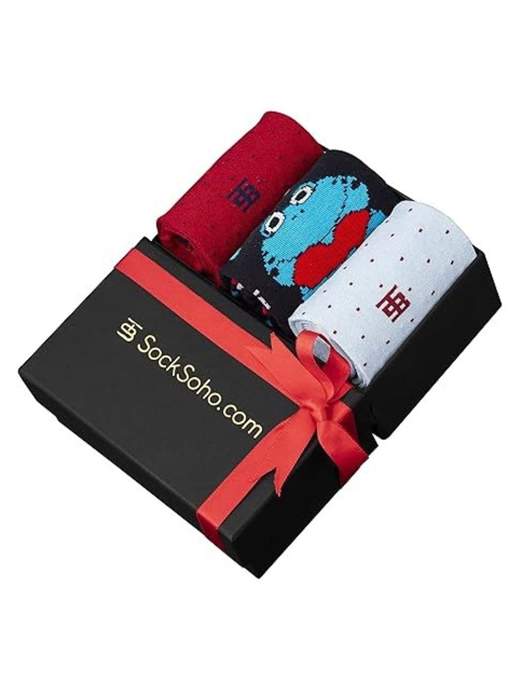 SockSoho Men Pack Of 3 Patterned Calf Length Socks - view 1