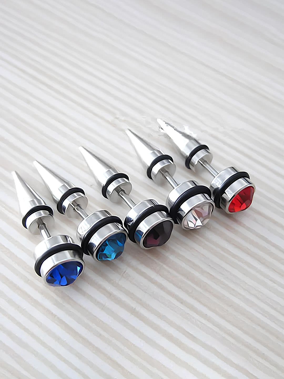 KARISHMA KREATIONS Men Set Of 6 Silver-Plated Stone-Studded Studs Earrings - view 1